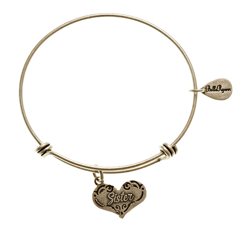 Sister Expandable Silver Bangle Charm Bracelet