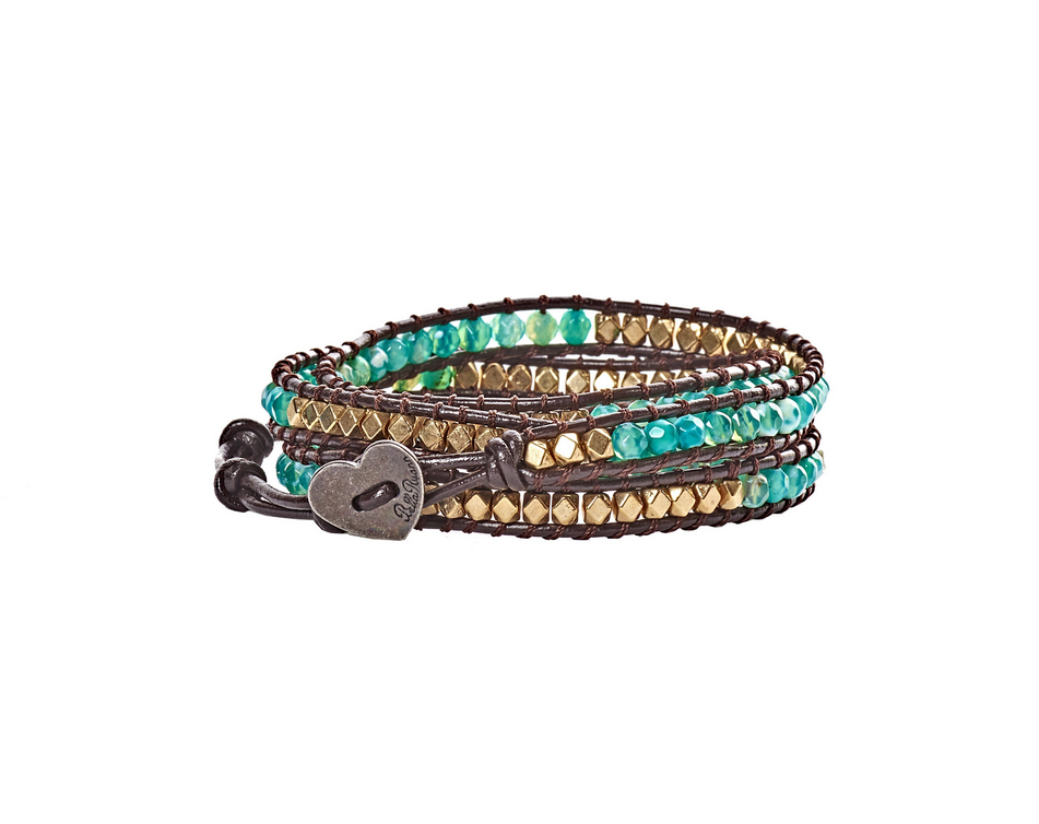 Quadruple Turquoise and Brown Wrap Bracelet