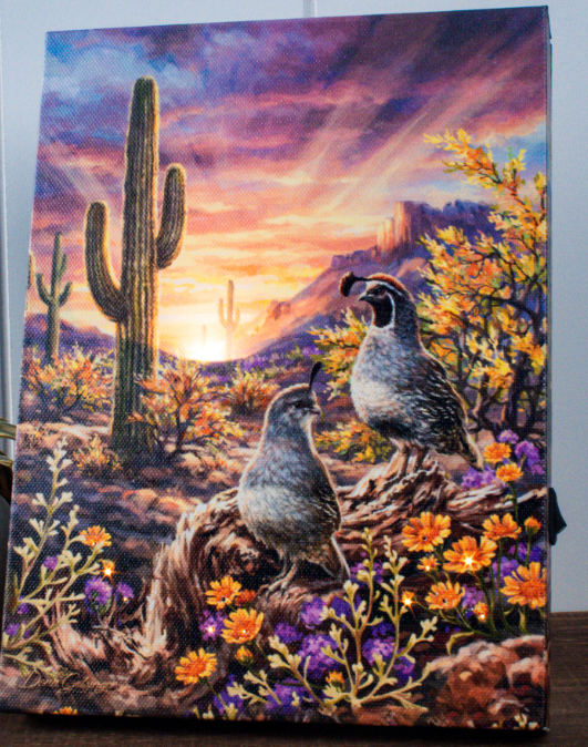 Quail Vista Lighted Tabletop Canvas