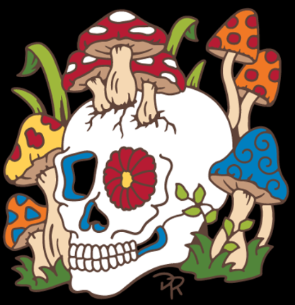 Day of the Dead Mushroom Skull Tile