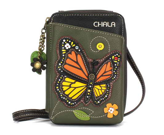 Monarch Butterfly Wallet Crossbody Olive