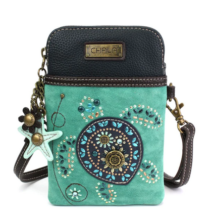 Turtle Dazzled Cellphone Crossbody Turquoise