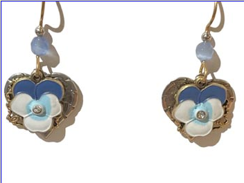 Silver Forest Blue & White Flower On Filigree w/Crystal