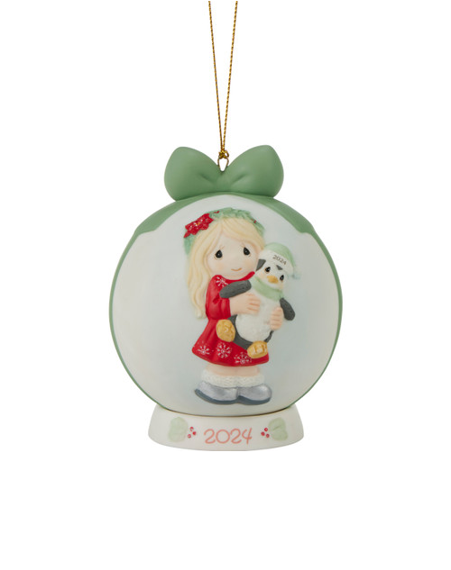 Have Yourself A Merry Little Christmas Precious Moments 2024 Dated Ball Ornament - Girl