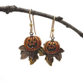 Silver Forest Jack-O-Lantern & Leaves Earrings