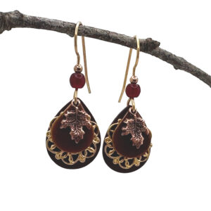 Silver Forest Earth Layers & Leaf Earrings
