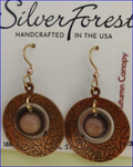 Silver Forest Stone In Copper Textured Donut Earrings