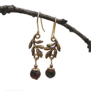 Silver Forest Leaf Swag & Poppy Drop Earrings