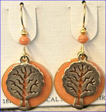 Silver Forest Tree Of Life On Disc Earrings