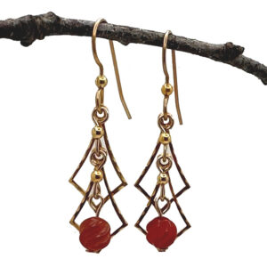 Silver Forest Open Diamond Cascade & Carved Bead Earrings