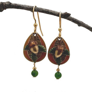 Silver Forest Acorn On Leaf & Shapes Earrings