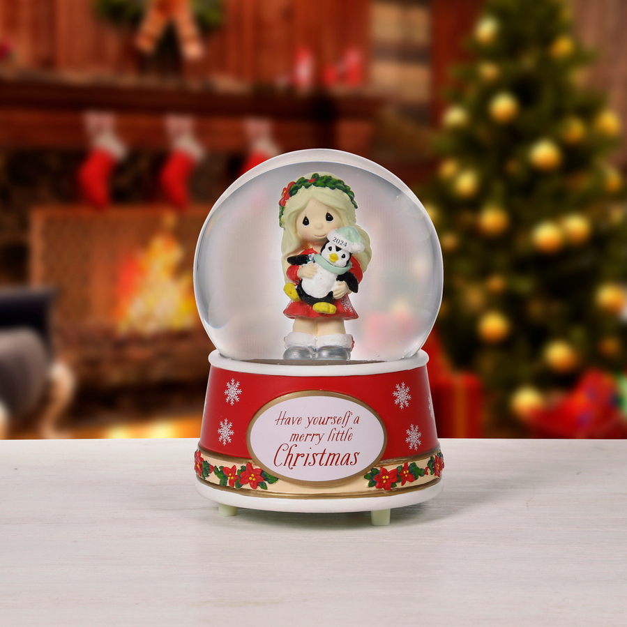 Have Yourself A Merry Little Christmas Precious Moments 2024 Dated Musical Snow Globe