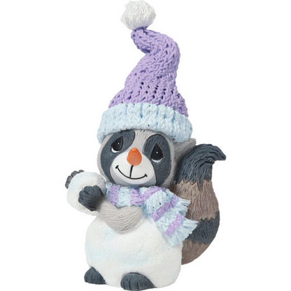 White Christmas Wishes Precious Moments Raccoon Figurine