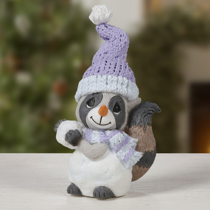 White Christmas Wishes Precious Moments Raccoon Figurine