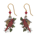 Cardinal & Birdhouse Silver Forest Earrings