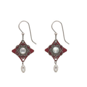 Stone On Diamond & Filigree Silver Forest Earrings