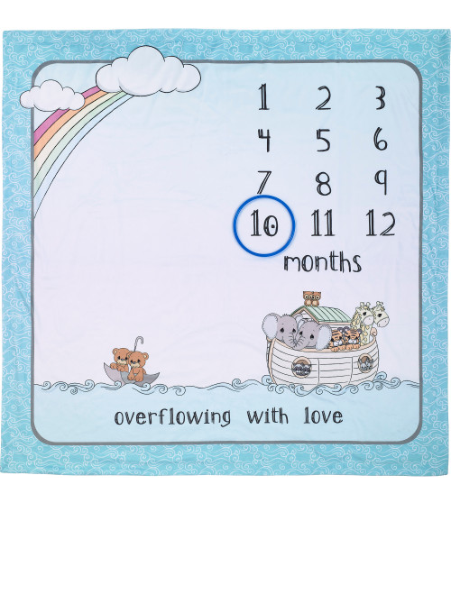 Overflowing With Love Noah's Ark Baby Milestone Blanket