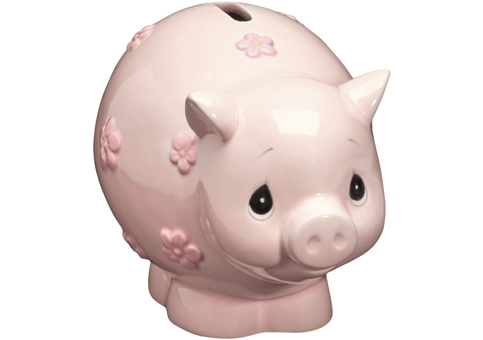 Precious Moments Pink Ceramic Piggy Bank