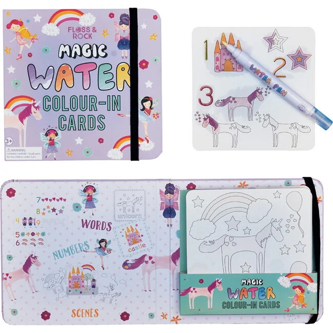 Fairy Unicorn Magic Water Colour-In Cards