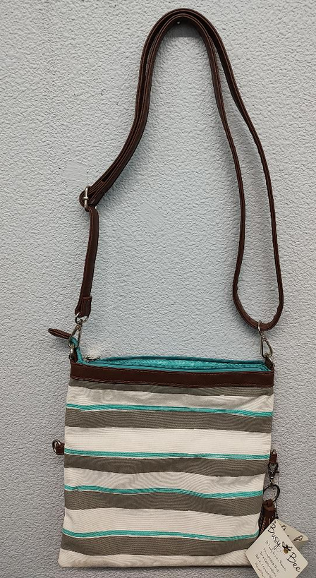 Crosstown Crossbody Handbag/Clutch - Turquoise/Brown