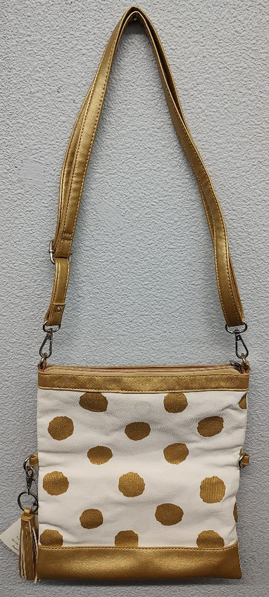 Crosstown Crossbody Handbag/Clutch - White/Gold