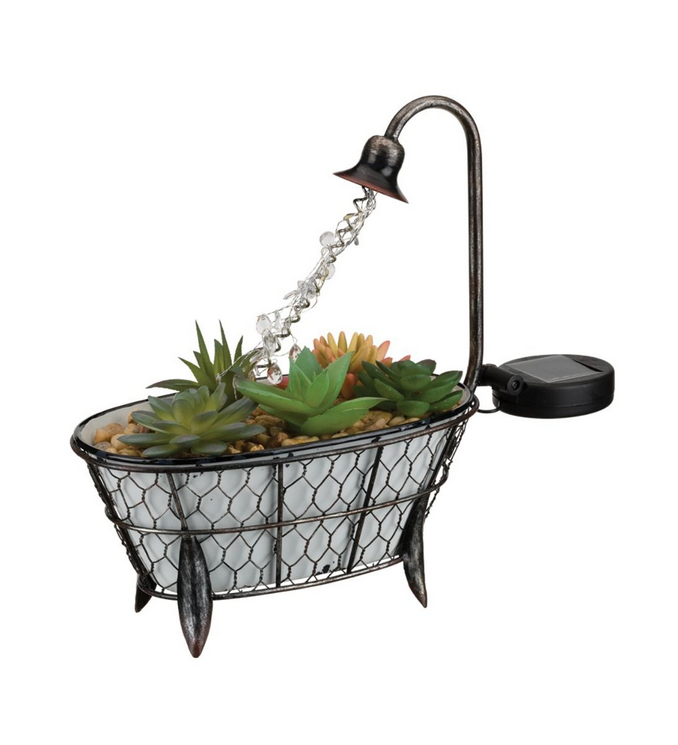 Bath Tub Succulent Solar Decor