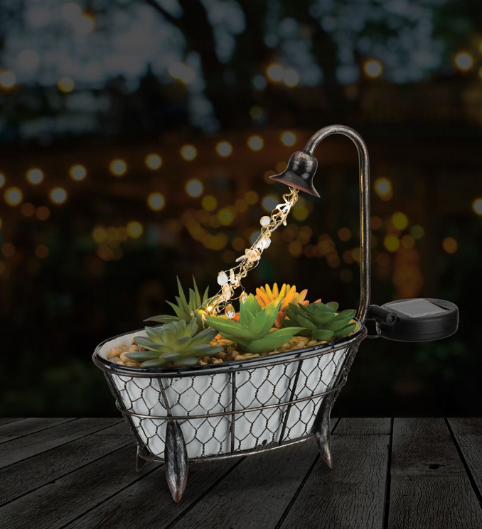 Bath Tub Succulent Solar Decor