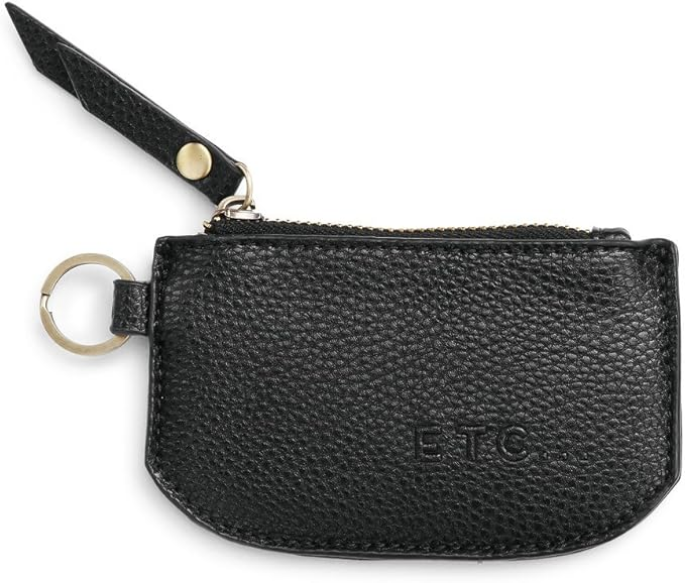 Women's Small Vegan Leatherette Coin Purse Pouch with Keyring