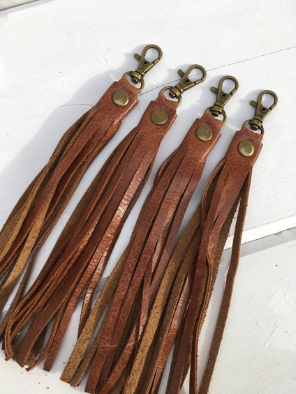 Fringe Leather Key Clip Tassel