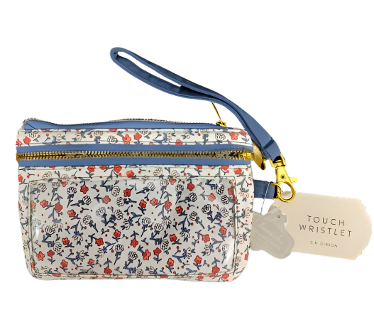 Blue Flowered Wristlet Purse