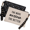Vegan Leather and Canvas Zipper Pouch - The More Mascara The Better