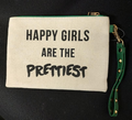Vegan Leather and Canvas Zipper Pouch - Happy Girls Are The Prettiest