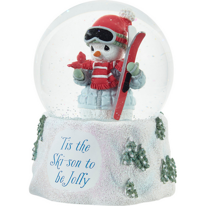 'Tis The Ski-son To Be Jolly Precious Moments Musical Snow Globe