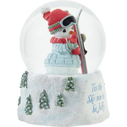 'Tis The Ski-son To Be Jolly Precious Moments Musical Snow Globe