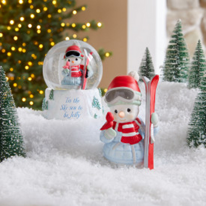 'Tis The Ski-son To Be Jolly Precious Moments Musical Snow Globe