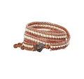 Tripe Tan and White Leather Wrap