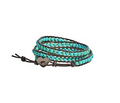 Triple Turquoise and Brown Leather Wrap