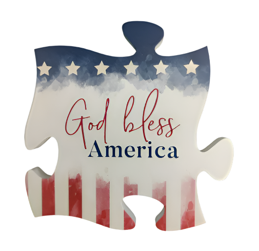 God Bless America Puzzle Piece Sign