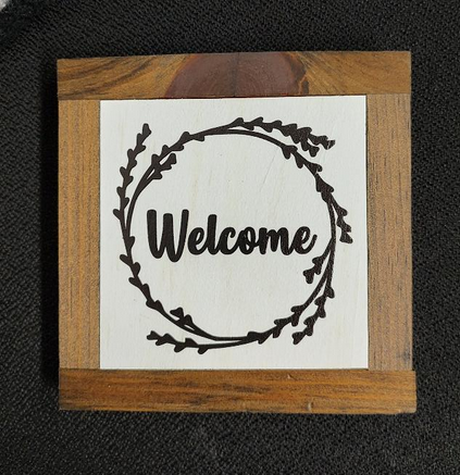 Small Wooden Welcome Sign