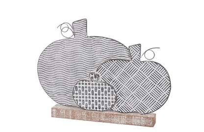 Metal & Wood Slat Sitter Pumpkin