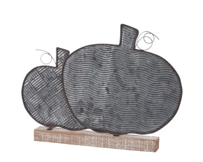 Metal & Wood Slat Sitter Pumpkin