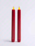 2 Pack LED Resin Taper Candles - Red