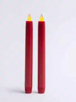 2 Pack LED Resin Taper Candles - Red