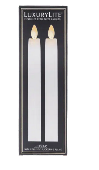 2 Pack LED Resin Taper Candles - White