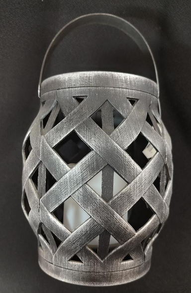 Woven Black/Gray Flameless Lantern