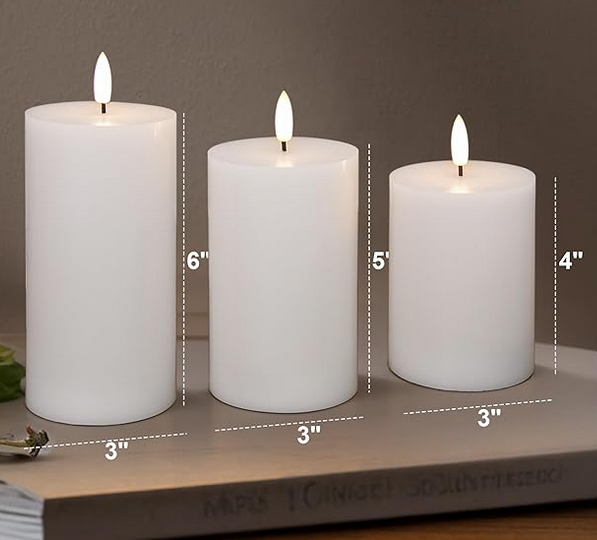 White Flameless Pillar Candles