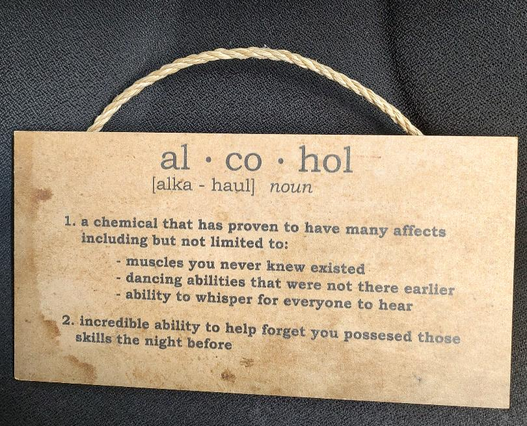 al * co * hol Retro Vintage Wooden Sign