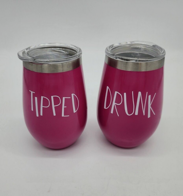 Sober/Drunk/ Tipsy/Tipped Stemless Wine Glass Set