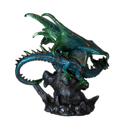 Dragon on Geode Rock Figurine