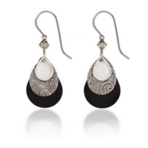 Silver Forest Triple Silver & Black Layered Teardrops